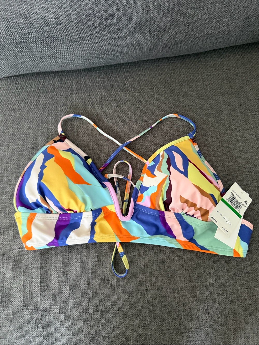 Colorful Multi-Print Strappy Bikini Top